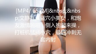 [MP4/ 652M]&nbsp;&nbsp;文静有点骚穴小美女，和炮友激情啪啪，侧入抱起来操，打桩机猛捅小穴，最后冲刺无套内射